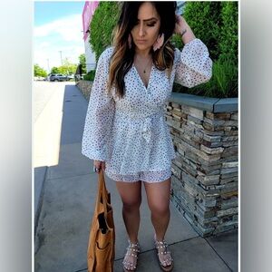 Cream and Black Patterned Dress